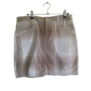 Horny Toad Skirt Women's Size 10 Tan Beige Plaid Sidekick NEW